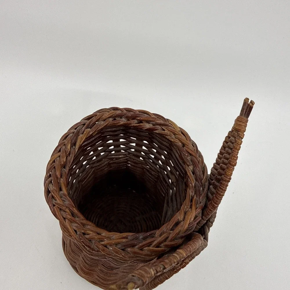 Vtg Mid Century‎ Modern Great Horned Owl Rattan Raffia Boho Basket 6
